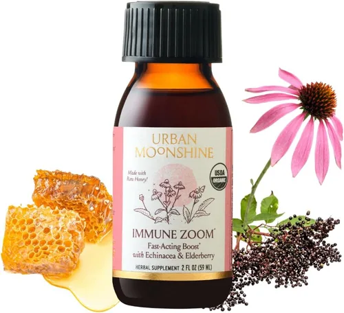 Urban Moonshine Immune Zoom - Jarabe de saúco orgánico - 2 fl oz | Rapid Immunity Boost - Fórmula de bienestar natural - Certificado orgánico -