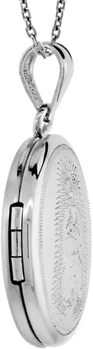 Vista 3 de Plata de ley Pequeño Oval Guadalupe Collar con camafeo 58inch