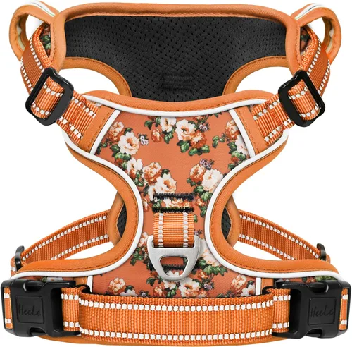 Vista 20 de HEELE Arnés para perro pequeño sin tirones con mango suave, arnés reflectante ajustable, color negro, XS Reflective Front Clip Vest with Control
