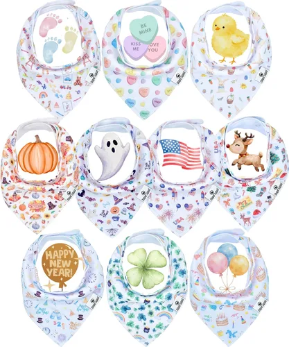 Vista 36 de Diaper Squad 10-Pack Organic Cotton Baby Bibs for Baby Boy, Girl Básicos (5 unidades)