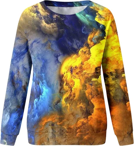 Vista 4 de DUOWEI Blusas para mujer, suéter para mujer, sudadera con cuello redondo, cuello redondo, ajuste para correr, para mujer