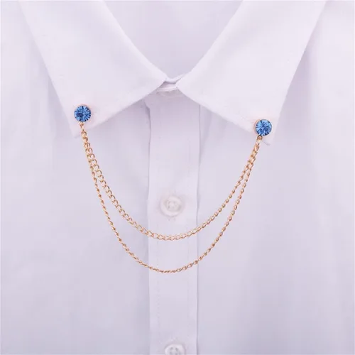 CSKS - Broche de cadena con borla para hombre, camisa, vestido con cuello de ramillete