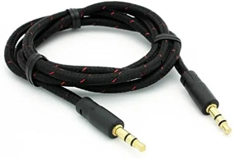 Cable auxiliar trenzado negro para automóvil, cable estéreo de audio de 0.138 in, adaptador auxiliar de 3 pies para iPod Nano 5ª, 7ª generación,