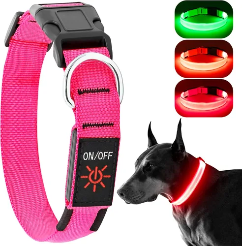 Vista 11 de Collar de Perro Iluminado para la Noche, Collar de Perro LED Ajustable, Recargable Impermeable, Luces de Perro para Caminar por la Noche, Brilla