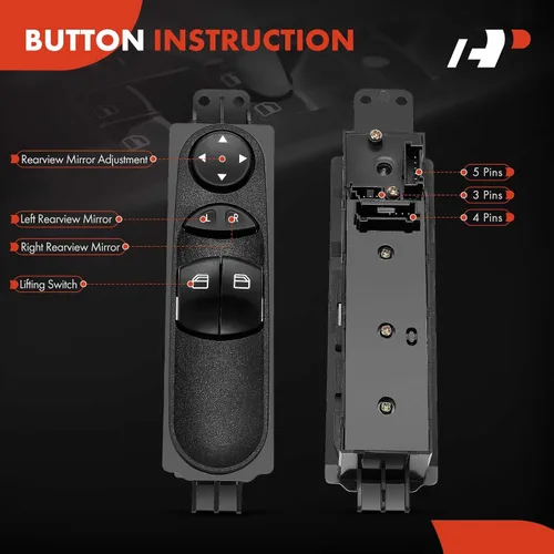Vista 4 de A-Premium Interruptor de elevalunas eléctrico delantero izquierdo del lado