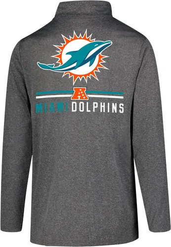 Vista 4 de Ultra Game Camiseta oficial de la NFL de manga larga con cremallera de un cuarto para hombre Gris Caliente Carbón
