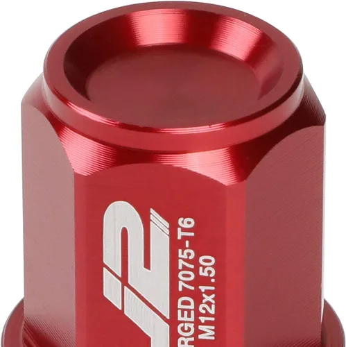 Vista 5 de J2 Engineering LN-T7-024-15-RD Rojo 7075 Aluminio M12X1.5 20Pcs L: Tuerca de 1.378 in con adaptador