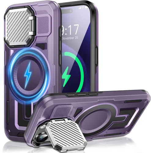 Vista 10 de Funda con soporte de cámara para iPhone 12 Pro Max, compatible con MagSafe, cubierta de lente, versión 2024, funda protectora suave de grado militar