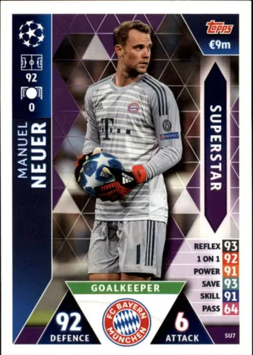 2018-19 Topps UEFA Champions League Match Attax Superstars #SU7 Manuel Neuer FC Bayern Munchen Tarjeta oficial de fútbol de fútbol