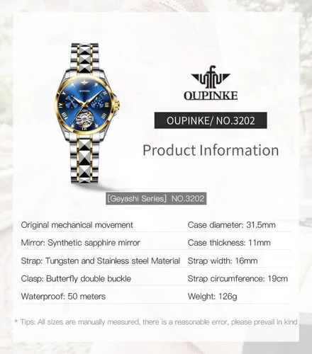 Vista 6 de OLEVS Reloj de pulsera de lujo impermeable para mujer, mecánico, automático, elegante, de lujo, impermeable, para mujer