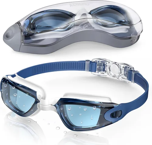 Vista 14 de Aegend Swim Goggles, Swimming Goggles No Leaking Full Protect Adult Youth Todo negro