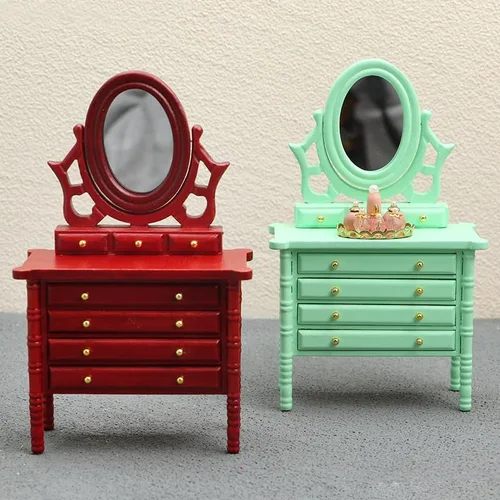 AirAds Dollhouse 1:12 Muebles en miniatura con espejo; precio cada uno (1 tocador azul)