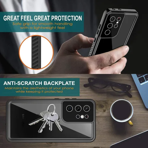 Vista 11 de ANTSHARE Funda impermeable para Samsung Galaxy S21 Ultra, negro