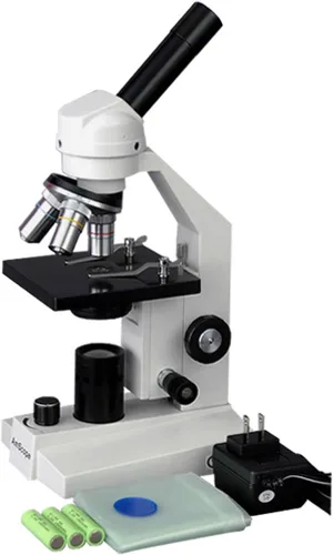 AmScope Microscopio compuesto monocular inalámbrico M200C-LED, oculares WF10x y WF25x, aumento de 40x-1000x, iluminación LED, campo brillante,