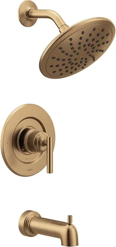 Moen Gibson T3003EPBZG - Moderna moldura para bañera y ducha Posi-Temp de oro bronce con válvula de ducha de lluvia de 8 pulgadas requerida Bronce