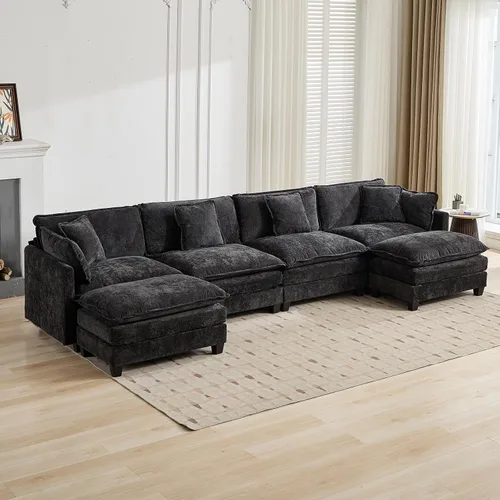 Vista 26 de Sofá modular de felpilla de 2 plazas para sala de estar, sofá modular de chenilla, sofá biplaza modular de 2 plazas para apartamento, juego de sofás