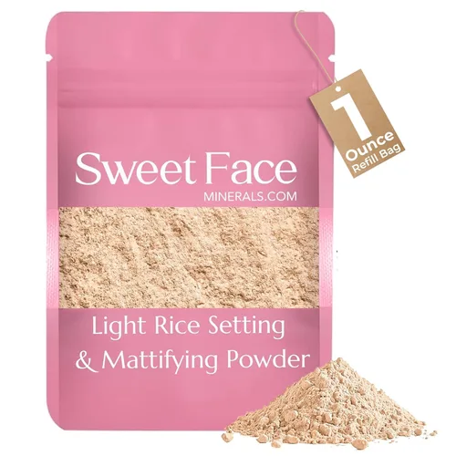 RICE SETTING POWDER BULK REFILL - Base de maquillaje mineral mate para piel desnuda transparente SPF 20 (1 onza, polvo de arroz claro)