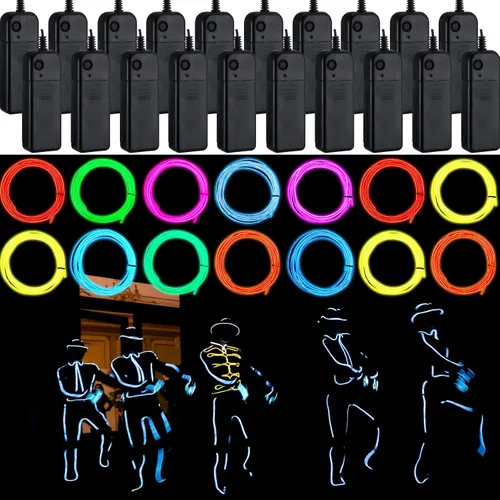 Retisee - Paquete de 30 luces de neón con cable electroluminiscente de 6.6
