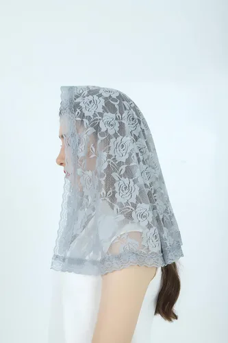 Vista 27 de Velo de mantilla de encaje suave y cómodo, 7 colores, estilo español, velo de encaje rosa, cubierta de cabeza, forma de D 2 piezas blanco y negro
