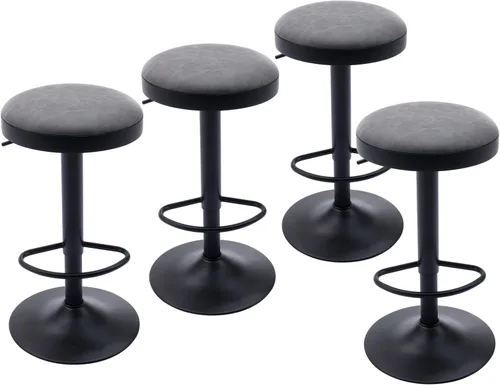 Vista 11 de CIMOTA Juego de 2 taburetes de bar redondos giratorios con espalda descubierta ajustable, taburete de bar moderno industrial para cocina, hogar