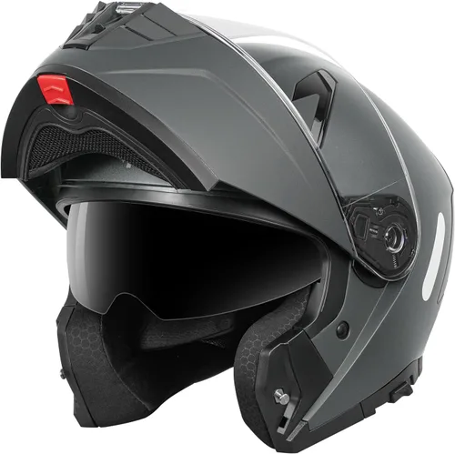 Casco modular de cara completa para motocicleta, aprobado por DOT, casco de YEMA YM-925, casco de motocicleta, ciclomotor, casco de carreras con Gris
