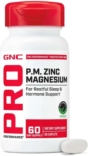 GNC Pro Performance Zinc Magnesio, 60 tabletas, apoya el sueño reparador y el apoyo anabólico