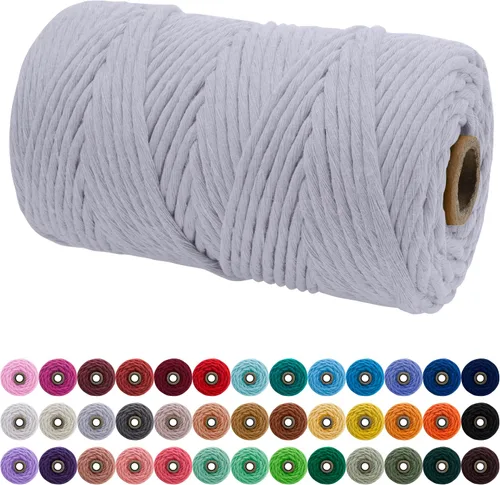 Vista 122 de JeogYong Cordón de macramé de un solo hilo 3 mm x 109 yardas (328 pies) Cuerda de algodón suave Hilo de macramé de 3 mm, suministros de macramé