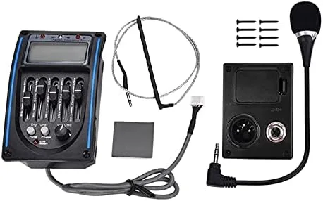 Prener-PM - Preamplificador de ecualizador de guitarra acústica de 5 bandas LC-5, ecualizador de 5 bandas, sintonizador LCD con micrófono