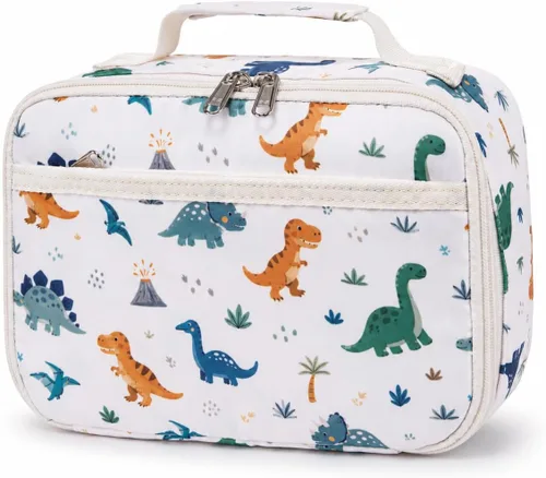 LOIDOU Lonchera para niños y niñas, bolsa térmica con aislamiento térmico y reutilizable, para viajes escolares (dinosaurio)