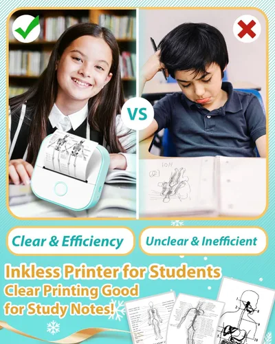 Vista 3 de Phomemo T02 - Juego de impresora con 3 rollos de impresora sin tinta de papel, mini impresora de calcomanías para impresora Bluetooth térmica