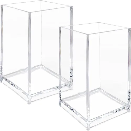 Newkita Paquete de 2 Portavasos Transparentes de Acrílico para Lápices y Bolígrafos, Soporte Transparente para Brochas de Maquillaje, Almacenamiento