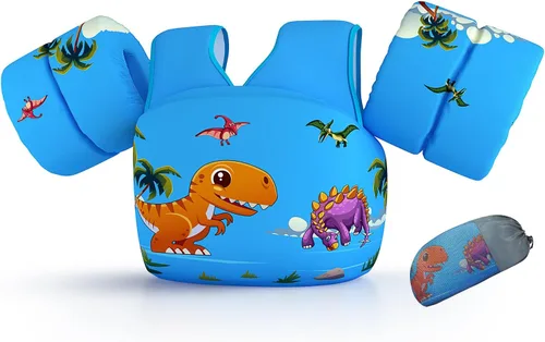 REALIKE Chaleco de natación para niños pequeños, flotadores, ayudas de natación con arnés de hombro, alas de brazo para niños/bebés/bebé, playa