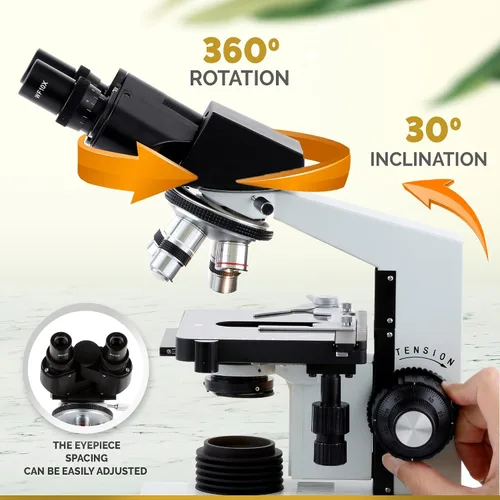 Vista 7 de AmScope Microscopio binocular compuesto B490B-DK, Oculares WF10x y WF20x, aumento 40X-2000X, Brightfield/Darkfield (BF/DF), Iluminación halógena