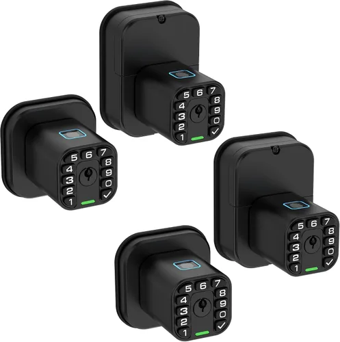 Richelock IU53 Cerradura de puerta con huellas dactilares y teclado de doble cara, biométrica para todo clima, completamente impermeable con códigos