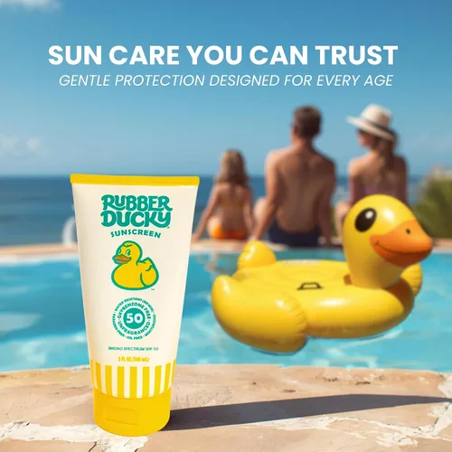 Vista 7 de Rubber Ducky Protector solar SPF 50 con vitamina E - Protector solar ligero y resistente al agua para niños - Loción de protección solar sin