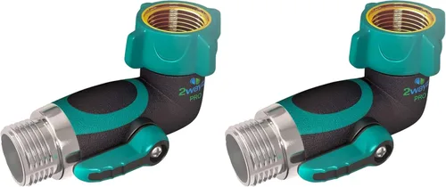 Vista 10 de 2WAYZ Válvula de Cierre de Manguera de Jardín de 0° - Conector de Manguera de Servicio Pesado con Entrada y Salida de 3/4" - Adaptador de Agua