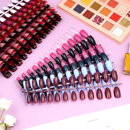 Vista 6 de 720 piezas de uñas postizas cortas, uñas postizas cuadradas medianas, uñas postizas artificiales de cobertura completa, uñas postizas a presión