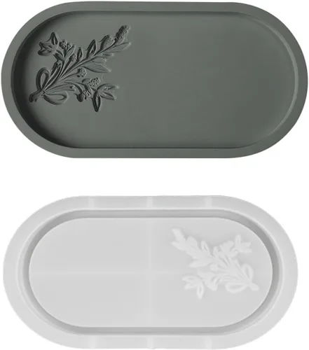 Molde de silicona ovalada de yeso y cemento, molde de fundición de resina epoxi transparente para bricolaje, contenedor de joyería, anillo, bandeja