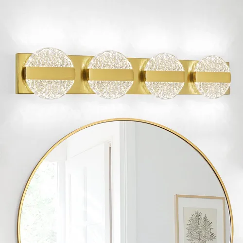 Vista 22 de Lámpara de Tocador para Baño, Moderna Lámpara LED de Tocador Dorado Cepillado, Aplique de Pared LED Regulable de 19W para Baño, Dormitorio, Perfecta