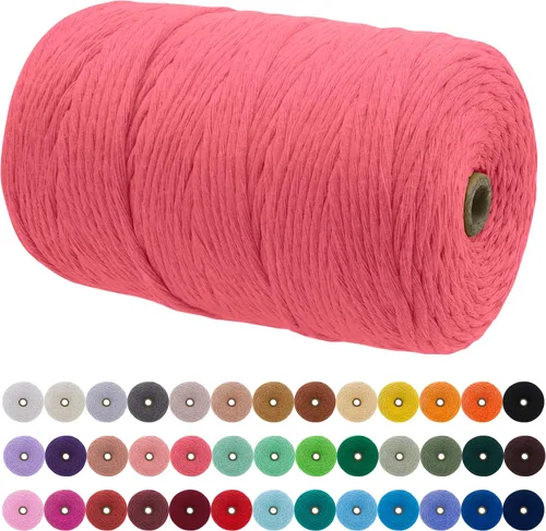 Vista 13 de JeogYong Cordón de macramé de un solo hilo 3 mm x 109 yardas (328 pies) Cuerda de algodón suave Hilo de macramé de 3 mm, suministros de macramé