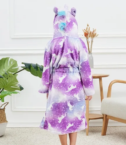 Vista 4 de Bata suave con capucha de unicornio con diadema y vendas para niñas