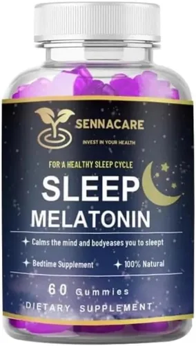 Gomitas de melatonina para adultos, suplemento de apoyo para el sueño con L-teanina, manzanilla, bálsamo de limón, 60 unidades, ayuda natural para