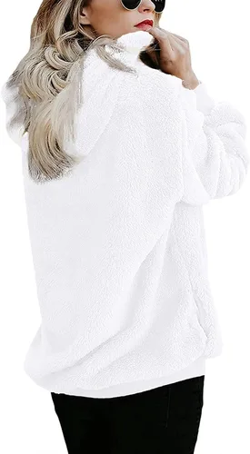Vista 91 de Century Star Sudadera deportiva mullida de vellón con capucha para mujer de talla extragrande con bolsillos