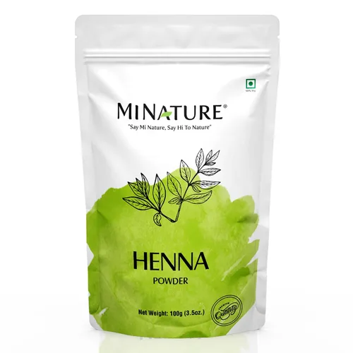 Mi Nature Polvo de henna pura (Lawsonia Inermis) 3.53 oz – Tratamiento natural para colorear y acondicionar el cabello a base de plantas – Fórmula