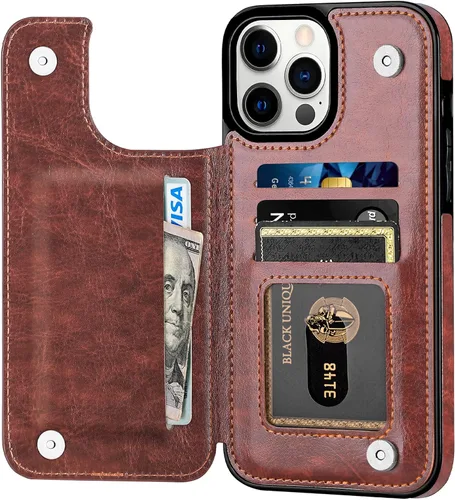Funda tipo cartera para iPhone 13 Pro Max, funda de piel sintética suave prémium con función atril y función atril para iPhone 13 Pro Max de 6.7