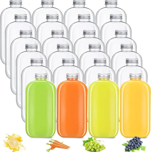 Vista 8 de Thenshop - Paquete de 24 botellas de plástico con tapas, botellas de jugo