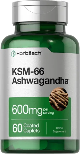 Horbäach KSM-66 Ashwagandha | con L-teanina | 60 cápsulas recubiertas | Suplemento complejo vegano, sin OMG, sin gluten