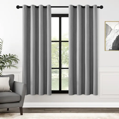 Vista 81 de ChrisDowa Cortinas 100% Opacas de Abedul Sólido de 45 Pulgadas de Largo, 2 Paneles para Dormitorio y Sala de Estar, Estilo Granja Oscurecedoras