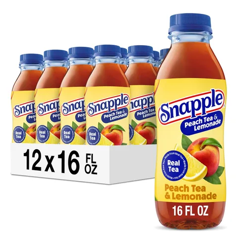 Vista 23 de Snapple Té de melocotón, botella de plástico reciclada de 16 onzas líquidas, paquete de 12