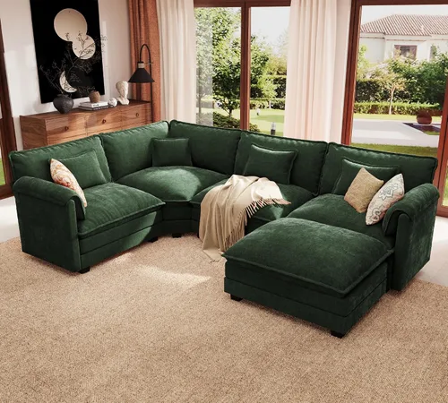 Vista 23 de Sofá modular de gran tamaño de 113 pulgadas, cómodo sofá en forma de L con funda extraíble, asiento ancho y profundo moderno para sala de estar